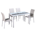 Free Sample Cheap Classic 4 Seater Modern Fiber Glass Top Dining Table Set/Dining Table and Chair